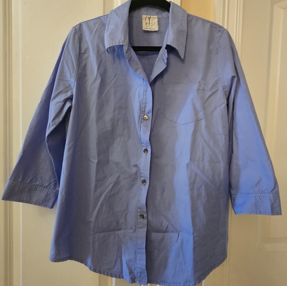 MONA THALHEIMER Blue Button down 3/4 sleeve Size L